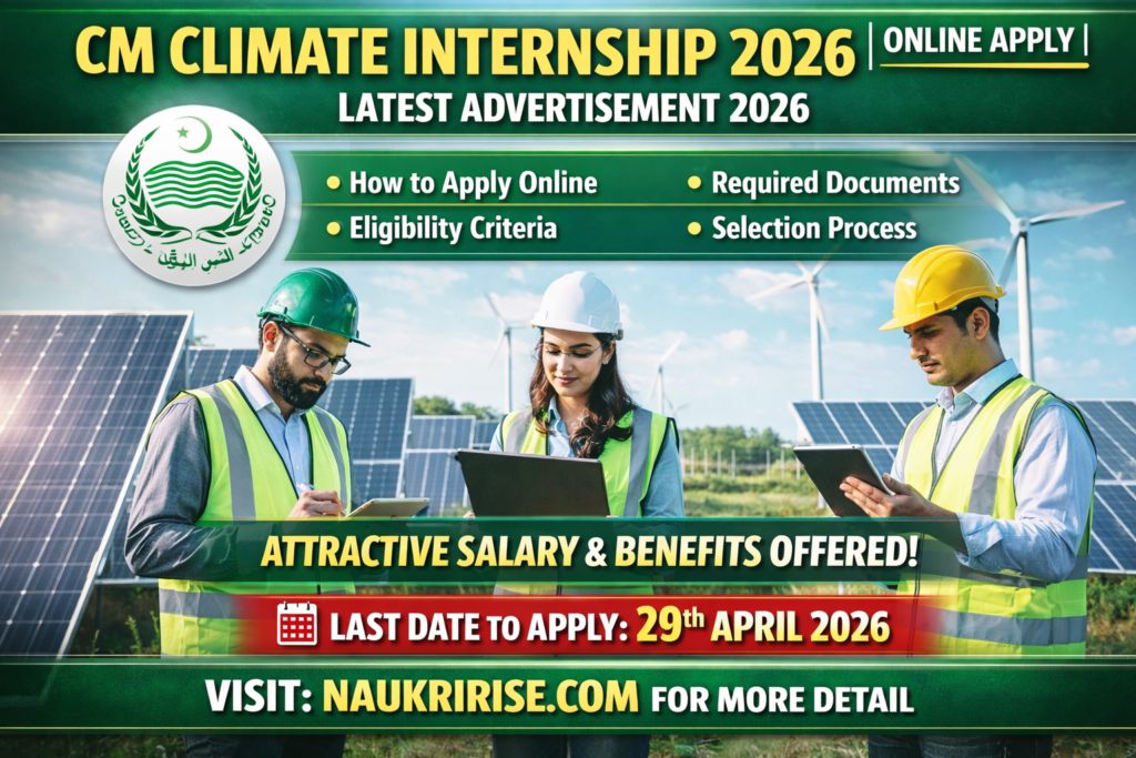 CM Climate Internship 2026 Online Apply | Punjab Govt Climate Leadership Program Advertisement