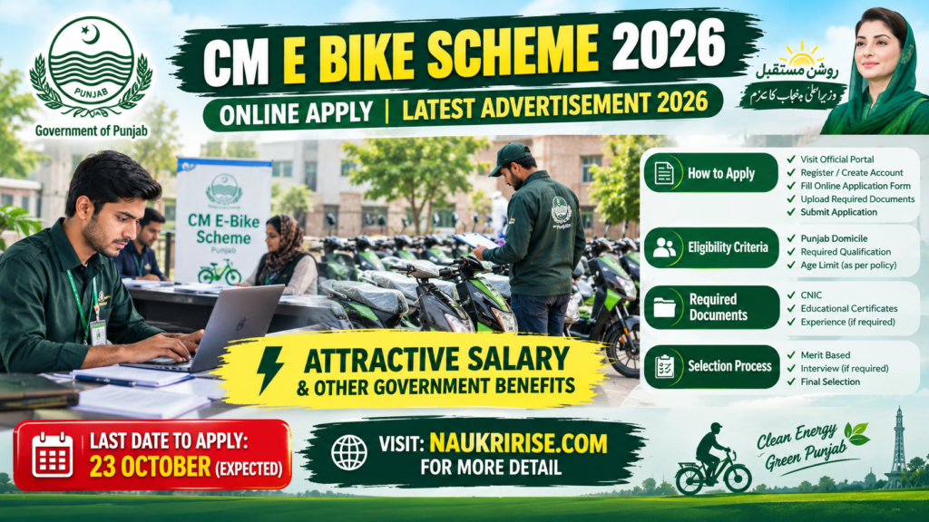 CM Punjab E-Bike Scheme for Teachers 2026 – Online Apply | Punjab Govt Advertisement